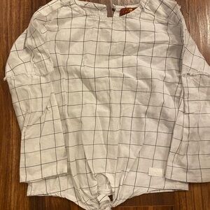 7 For All Mankind White and Black windowpane Kids Blouse sz 2T